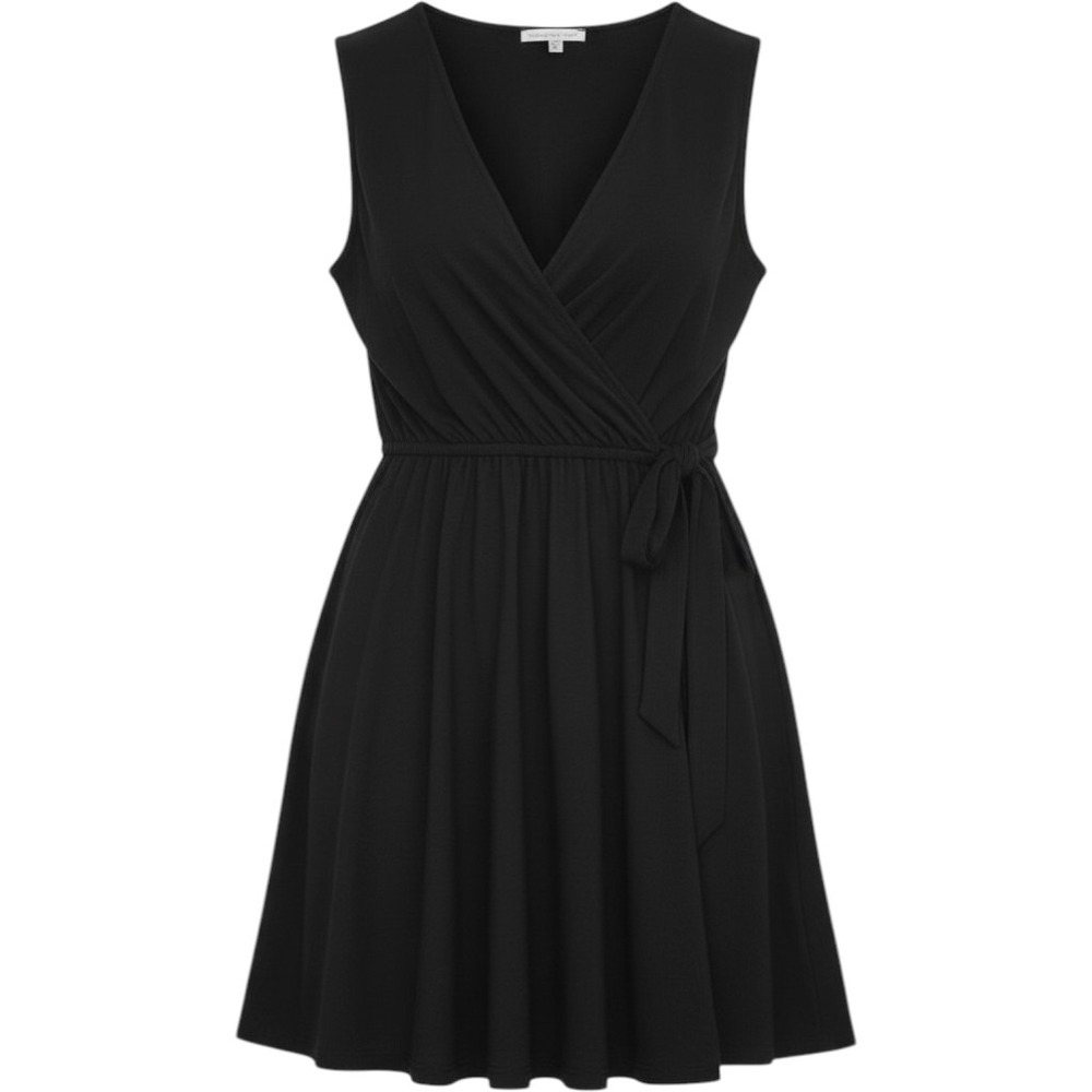 Annalee + Hope Black Sleeveless Faux Wrap Dress Flowy Medium LBD Dance Casual